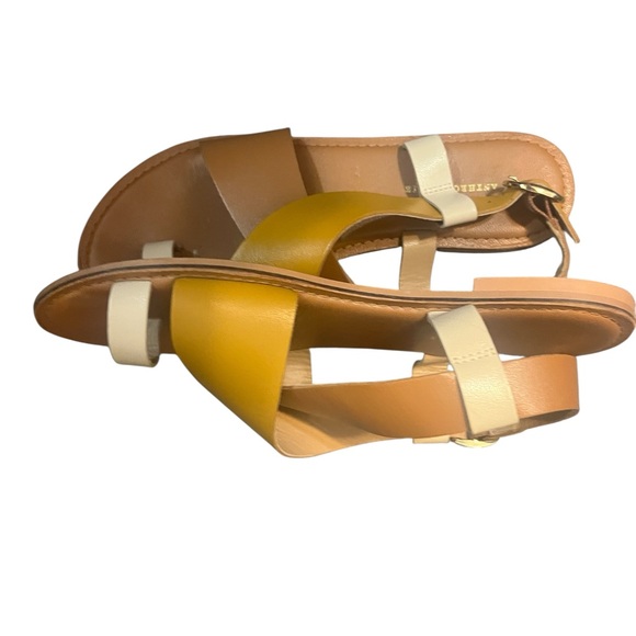 Anthropologie Perdita toe-loop colorblocked leather  sandals - Picture 3 of 4